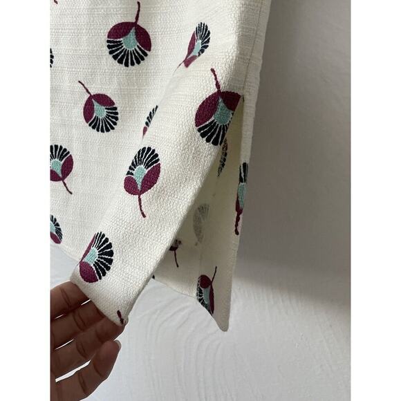 Ann Taylor LOFT Women's Size 2 White Multi-Color Floral Woven Pencil Skirt - Picture 6 of 6